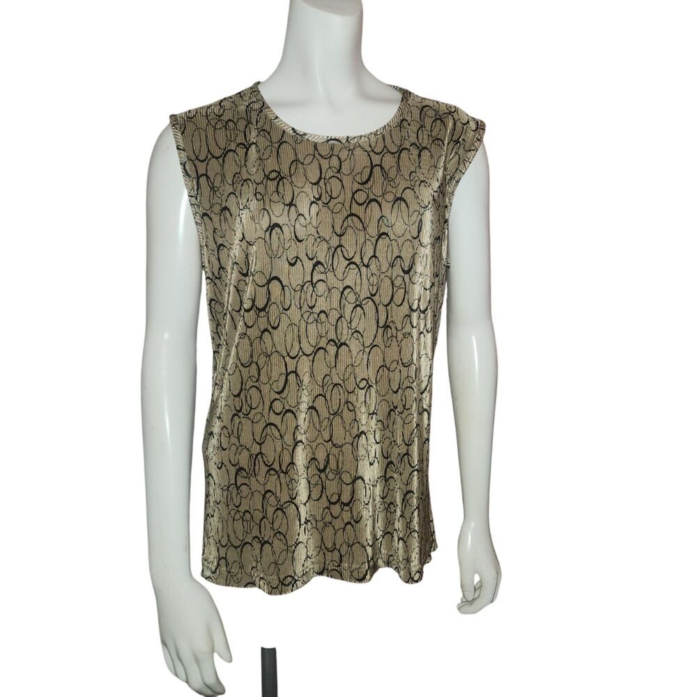 Croft and Barrow Sleeveless Top Brown Black Abstract Design Womens Size Large